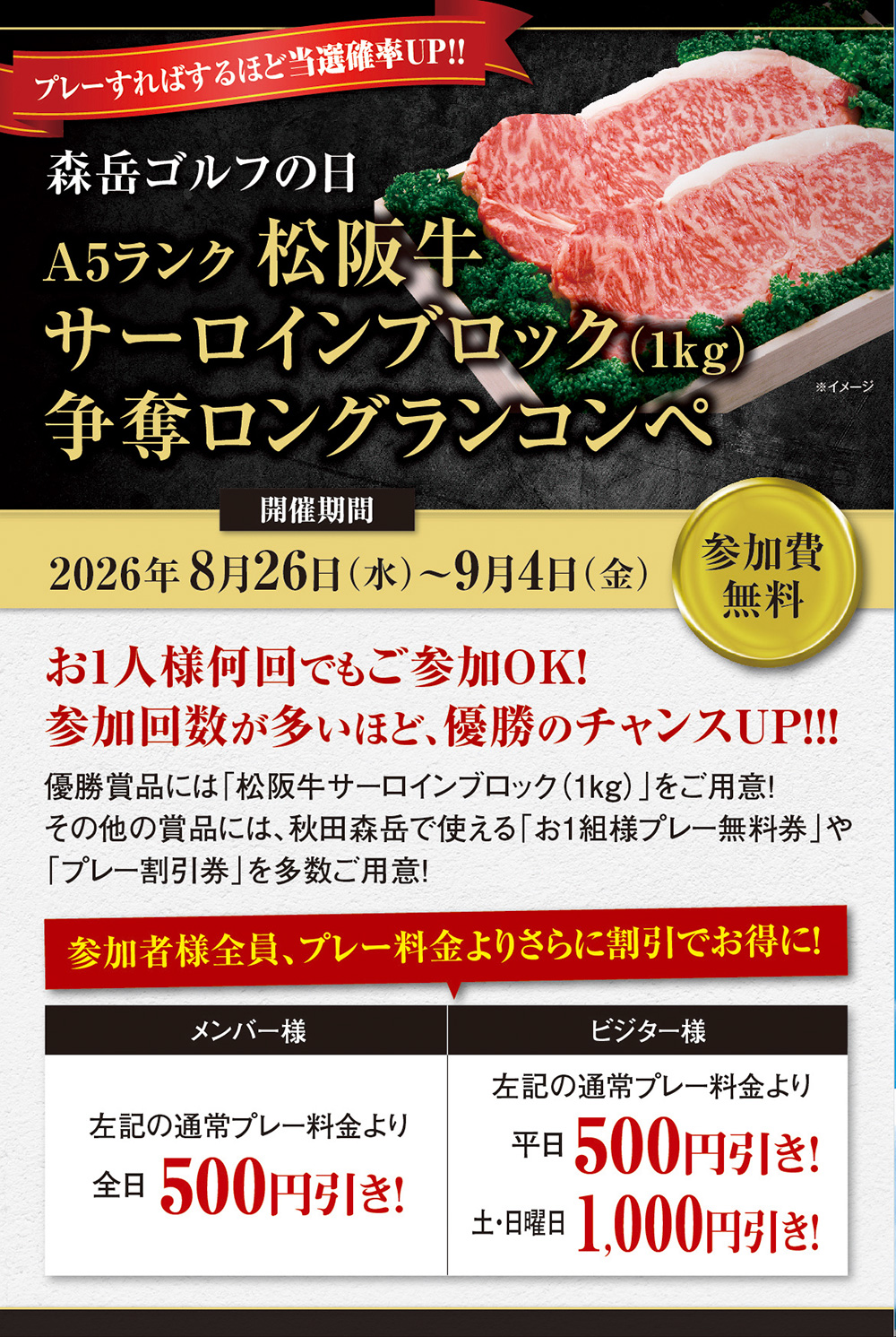 松阪牛サーロインブロック争奪ロングランコンペのご案内